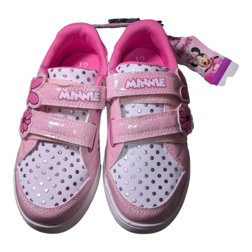 Disney Minnie Mouse Pink Girls Shoes Size 12 NWT Velcro